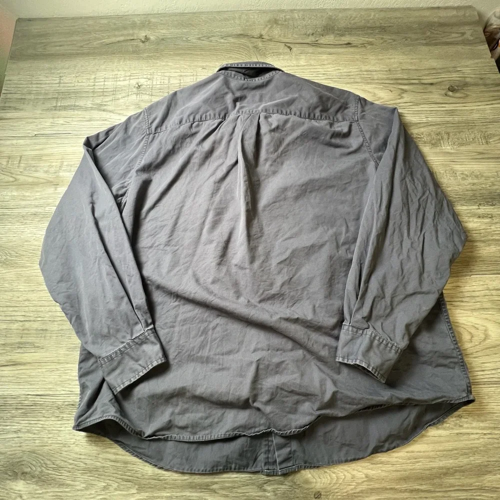 Eddie Bauer Button Down Shirt Men XL Gray Long Sleeve Cotton Outdoor Classic V17
